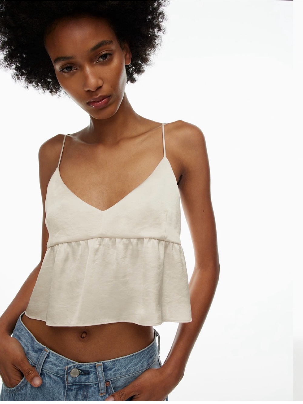 Aritzia Wilfred Little Moon Lover Satin Camisole - XS in Light Birch